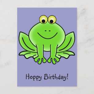 Carte Postale Cute Cartoon Frog Hoppy Anniversaire Drôle Salutat