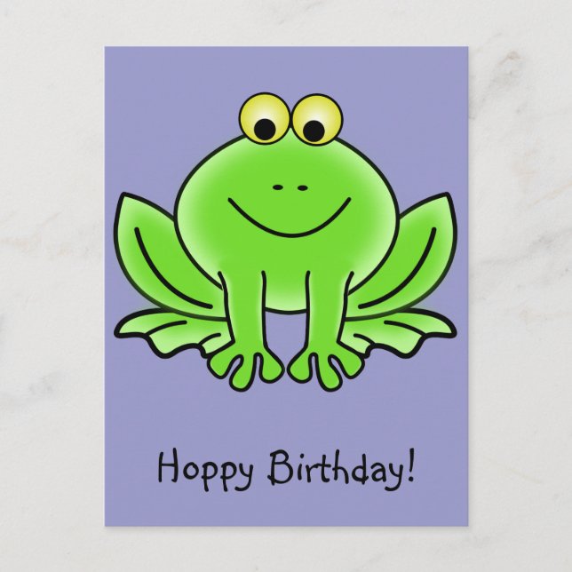 Carte Postale Cute Cartoon Frog Hoppy Anniversaire Drôle Salutat (Devant)