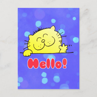 Carte Postale Cute Cartoon Kitty Hello