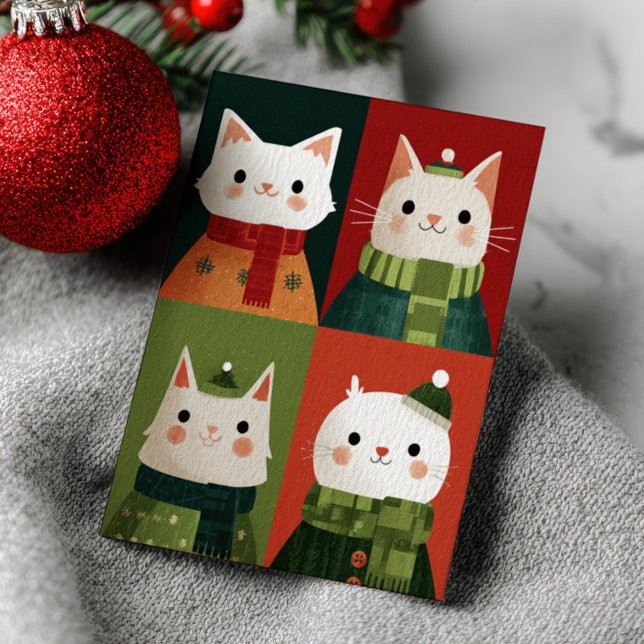 Carte Postale Cute Cartoon Xmas Cats Whimsical Meowy Christmas  (Créateur téléchargé)