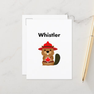 Carte Postale Cute castor Whistler Canada avec feuille d'érable