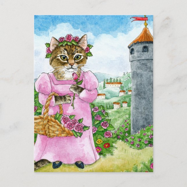 Carte Postale Cute Cat Fairy Tale Rapunzel (Devant)