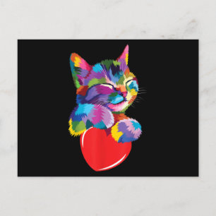 Carte Postale Cute Cat Gift for Kitten Lovers Colorful Art Kitty