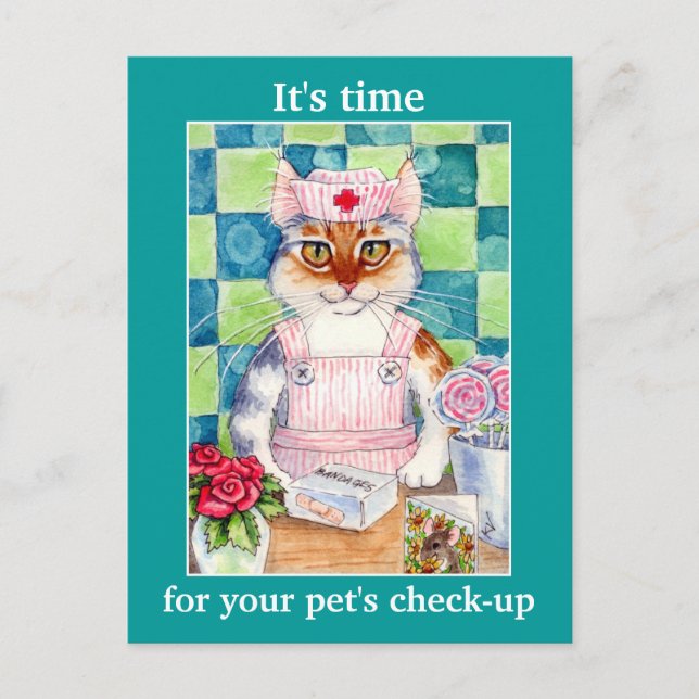 Carte Postale Cute cat nurse Veterinarian appointment reminder (Devant)