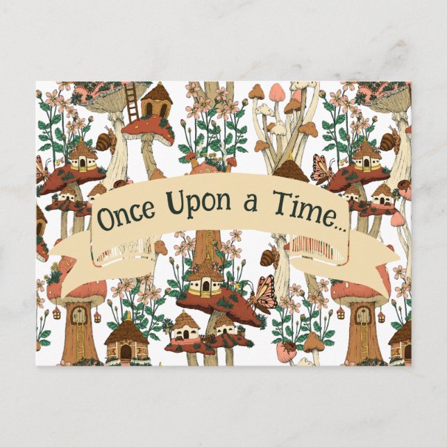 Carte Postale Cute champignons Fairytale Moving Faire-part (Devant)