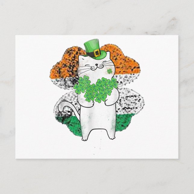 Carte Postale Cute Chat Leprechaun Avec Jour de la Saint Patrick (Devant)