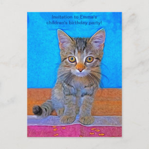Carte Postale Cute chaton avec de grands yeux enfants postc d'an
