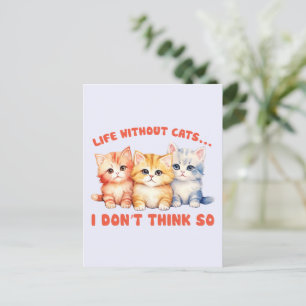 Carte Postale Cute Chatons Colorés - Vie Sans Chats?