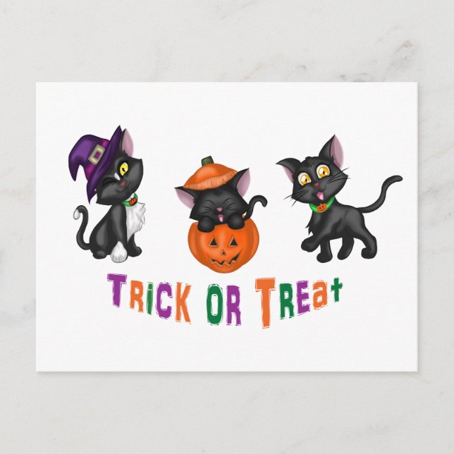 Carte Postale Cute chats d'Halloween (Devant)