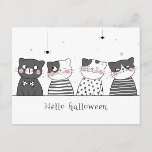 Carte Postale Cute chats d'Halloween