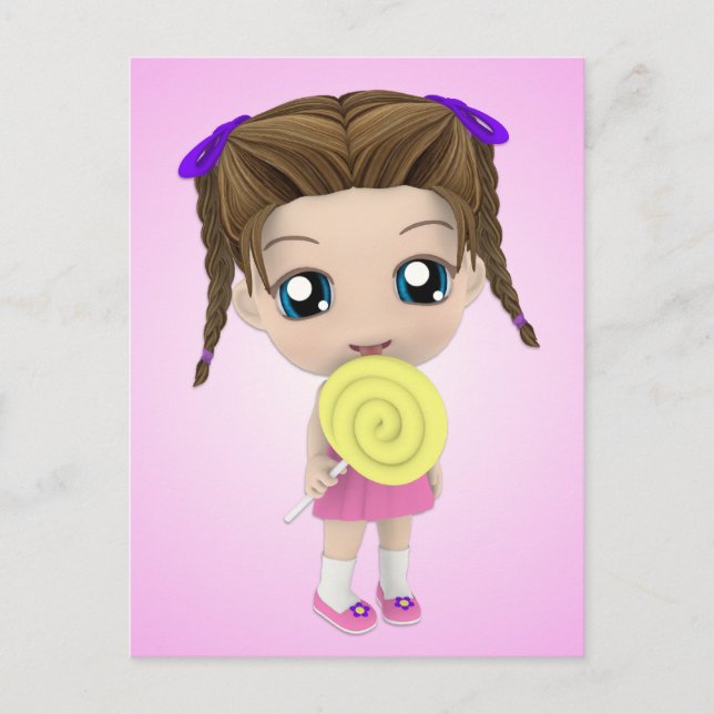 Carte Postale Cute Chibi Girl Postcard (Devant)
