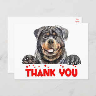 Carte Postale Cute Chien Chien Chien Aquarelle Rottweiler Merci