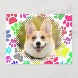 Carte Postale Cute Chien Photo Paw Motif Personnalisé