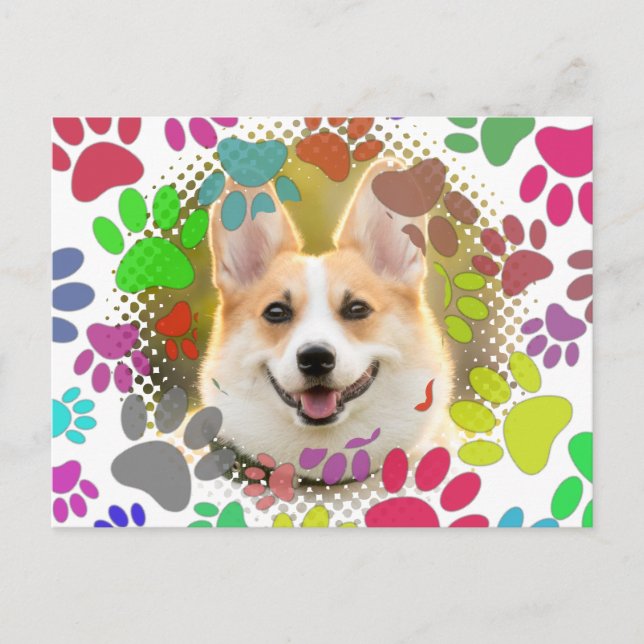 Carte Postale Cute Chien Photo Paw Motif Personnalisé (Devant)