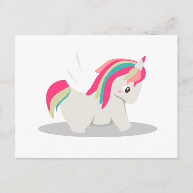Carte Postale Cute chubby unicorn chibi rougissant (Devant)