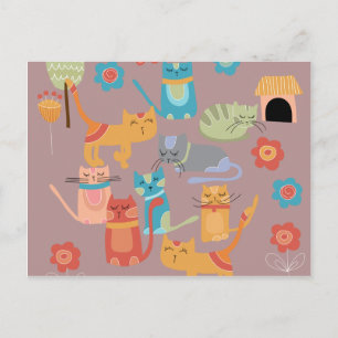 Carte Postale Cute Colorful Kitty Cats Venin pour Cat Lovers Pin