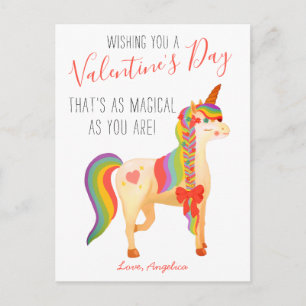 Carte Postale Cute Colorful Rainbow Unicorn Valentine's Day Kids
