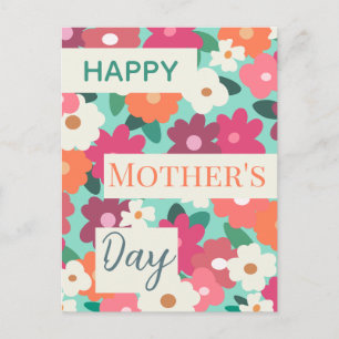 Carte Postale Cute Colorful Retro Floral / Fête des Mères