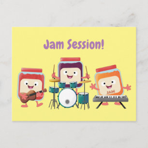 Carte Postale Cute confiture session dessin animé musicien humou
