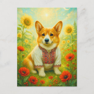 Carte postale Cute Corgi Ukraine Sunflower Welsh Q