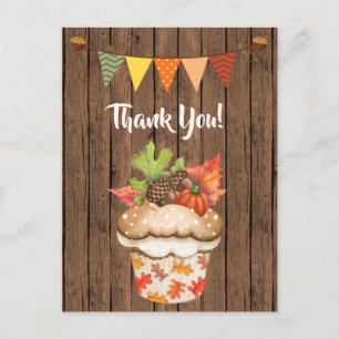 Carte Postale Cute Cupcake d'automne et Bunt Merci d'automne
