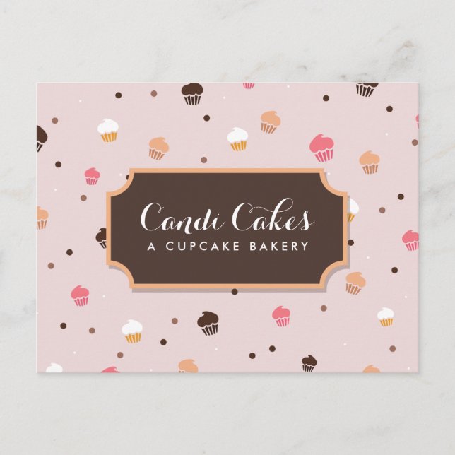 Carte Postale Cute Cupcakes Boulangerie Motif rose (Devant)