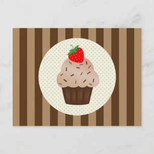 Carte Postale Cute Cupcakes Brown Stripes Design