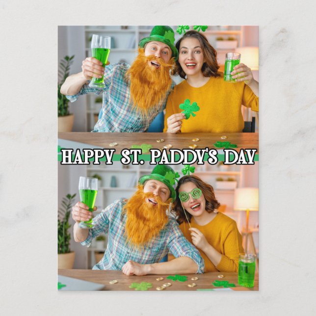 Carte Postale Cute Custom 2-photos Festive St Paddy's Day (Devant)