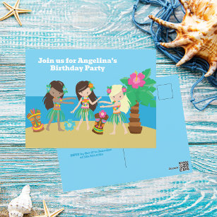 Carte Postale Cute Custom Luau Beach Hula Girls Anniversaire
