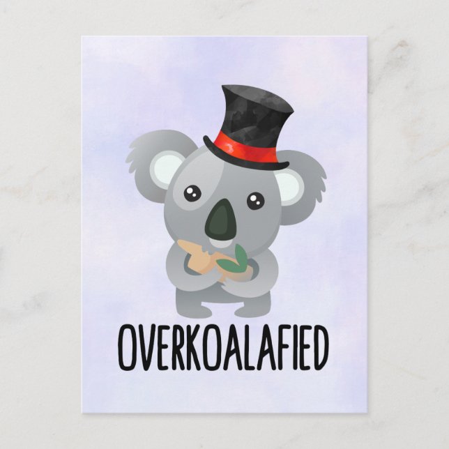 Carte Postale Cute de Pun Koala surkoalaaaated en chapeau supéri (Devant)