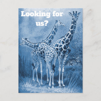 Carte Postale Cute Delft Blue Giraffes Nouvelle adresse Déménage