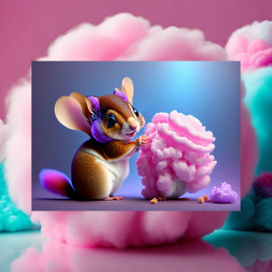 Carte Postale Cute, dessin animé L'écureuil volant mangeant des 