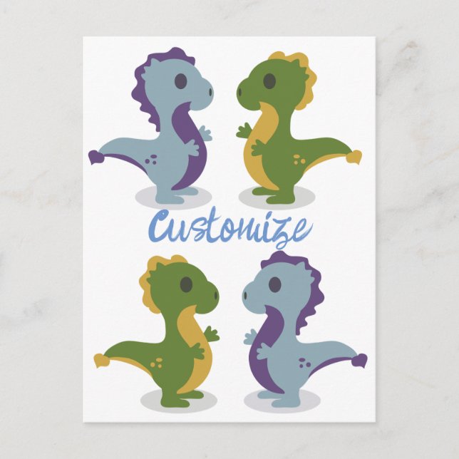 Carte Postale Cute Dinosaur Paire Thunder_Cove (Devant)