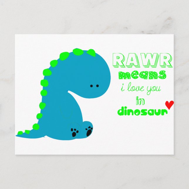 Carte Postale Cute Dinosaur RAWR (Devant)