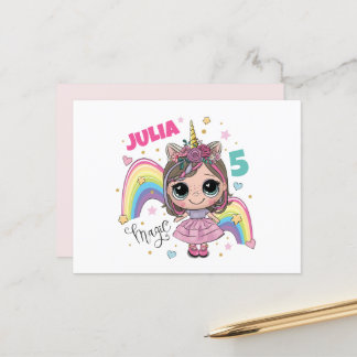 Carte Postale Cute Doll Girl Thank you card