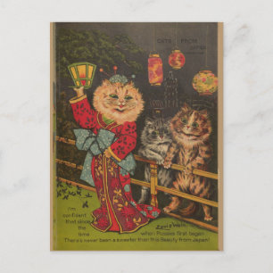 Carte Postale Cute drôle Vintage Japon Japonais Chat