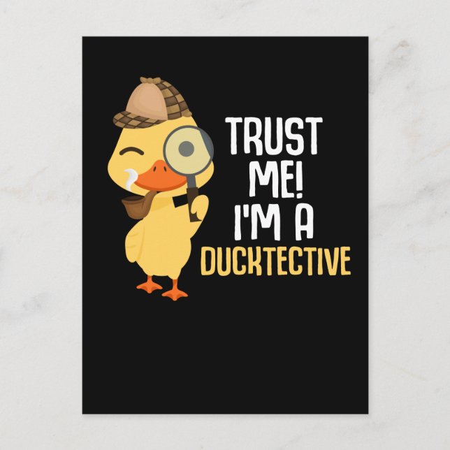 Carte Postale Cute Duck Détective Animal Humour Duck Lover (Devant)