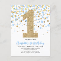 Cute Dusty Blue Gold Parties scintillant Confetti