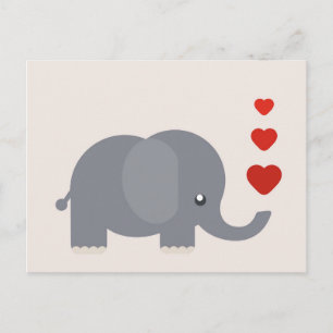 Carte Postale Cute elephant with hewhimsical love