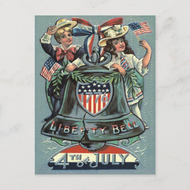 Carte Postale Cute Enfants Liberty Bell Wreath Ribbon (Devant)