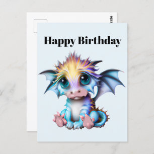 Carte Postale Cute et adorable Kawaii Baby Dragon
