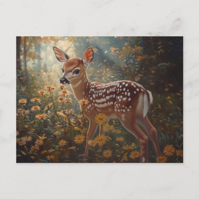Carte Postale Cute Fawn dans la forêt (Devant)