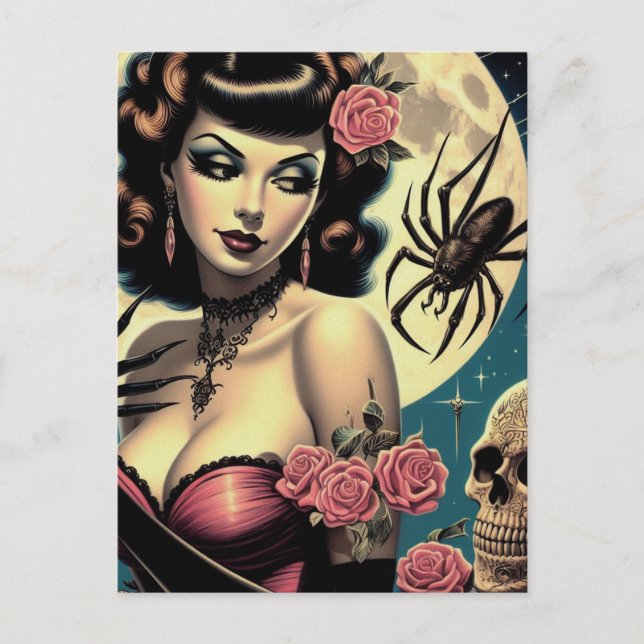 Carte Postale Cute fille Goth Vintage (Devant)