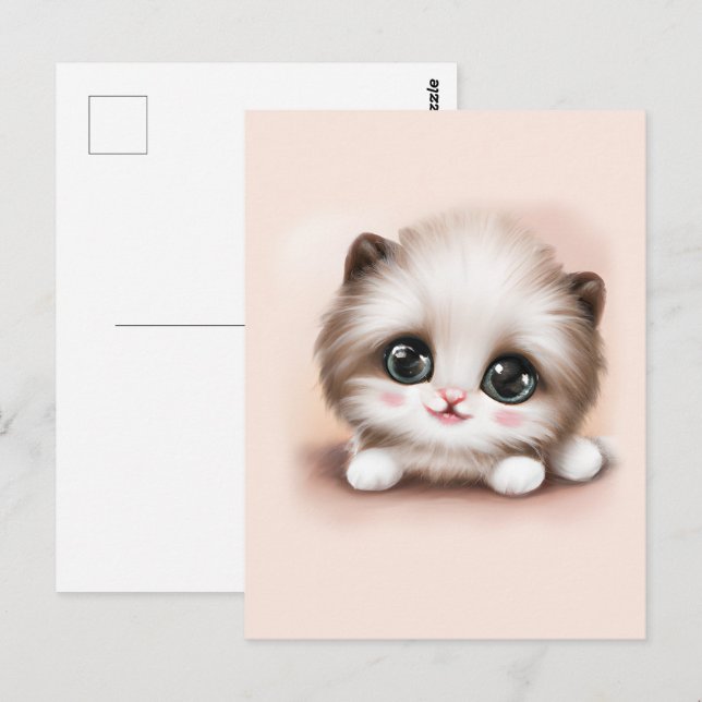 Carte Postale Cute Fluffy Furr Ball Kitten (Devant / Derrière)