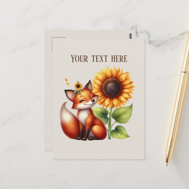 Carte Postale Cute fox lovers customizable  (Devant/Arrière en situation)