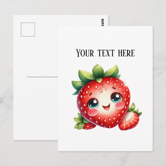 Carte Postale Cute fresh strawberry customizable vendors  (Devant / Derrière)