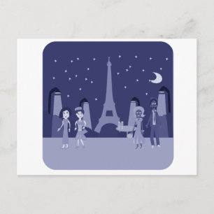 Carte Postale Cute Fun Retro Paris Digital Vintage Art Design
