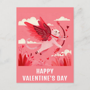 Carte Postale Cute Funny Chat Cupid Valentines Jour