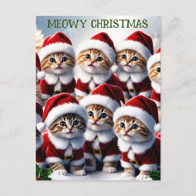 Carte Postale Cute Funny Chat Kitten Meowy Noël (Devant)