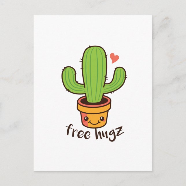 Carte Postale Cute Funny LIBRE HUGS Hugz Cactus Cactus Prickly (Devant)